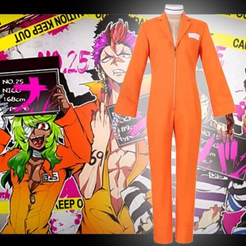 Anime Comic detentionhouse Nanbaka Cosplay Costumes Niko Rock Cosplay Costume Yellow Uniforms Clothes suits Outfits Prison