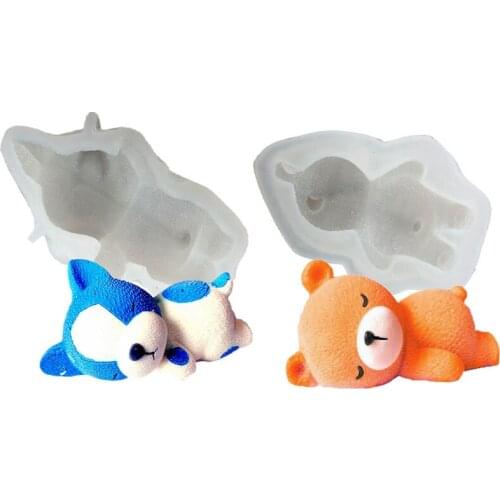 Aouke 3D Sleeping Bear Dog Mousse Silicone Mould DIY Fondant Chocolate Dry Pez Mould Decoration Jewelry Mould