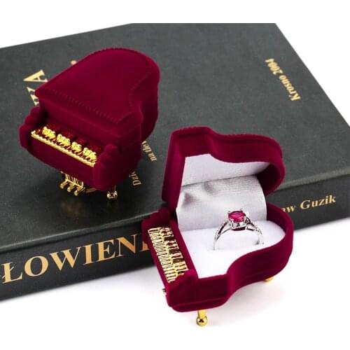 2 pieces lovely Velvet Piano jewelry box red wedding ring box gift box Necklace Ring Case Earrings Holder for jewelry display