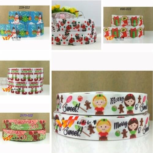 Free shipping 50 yard Christmas ribbon printed grosgrain ribbon 2227