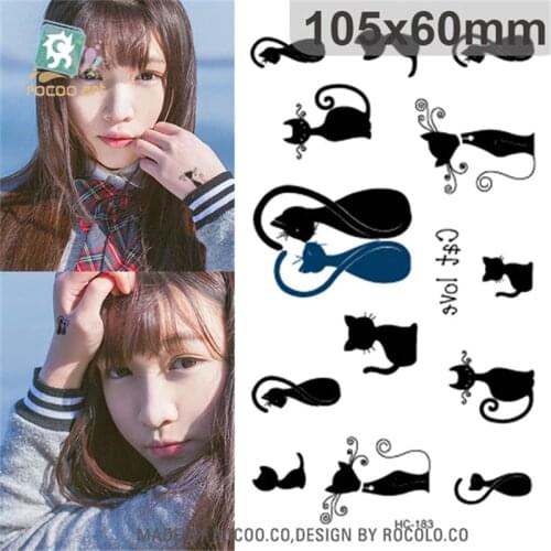 Body Art wterproof temporary tattoos for men and women simple 3D black cat design small tattoo sticker Wholesale HC1183