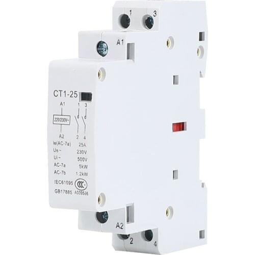 1PCS CT1-25 2P 25A 220V/230V 50/60HZ Din rail Household ac Modular contactor 2NO 2NC or 1NO 1NC