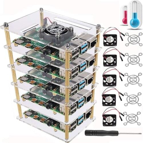 Raspberry Pi 4 B Case For Raspberry Pi 5-Layers Case with Cooling Fan For Raspberry Pi 4, Pi 3 Model B B+, Pi 2 Model B,Pi B