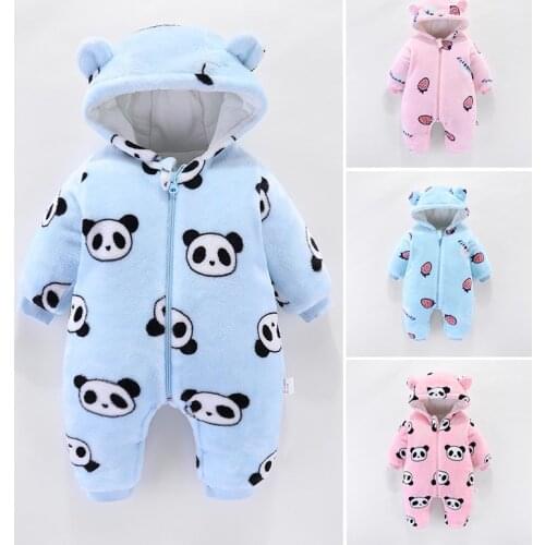 Baby Thickened Rompers For Boys And Girls 2021 Newborn Clothes Long Sleeve Cartoon Jumpsuit With Zipper Animal Clothing 0-12m