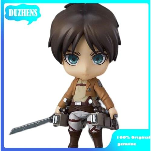 100% Original genuine Attack On Titan Eren Jaeger Q version figma PVC Action Figure Anime Figure Model Toys Figure Doll Gift