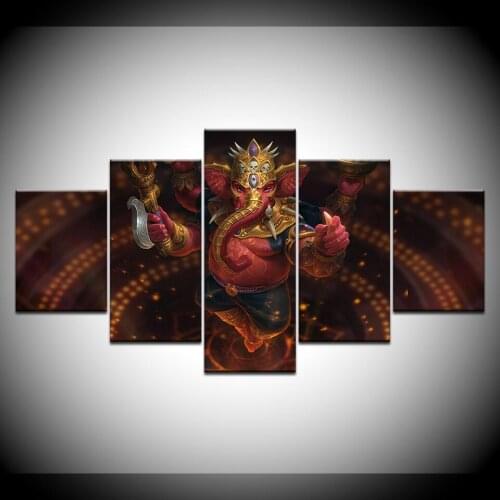 HD print 5 pcs Red Ganesha canvas Painting wall Art Pictures home decor wall art picture for living room decor artwork