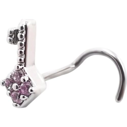 JHJT 20G Nose Stud Piercing Stainless Steel Nose Rings Screw L Shape Nariz Studs for Women Body Jewelry Nostril Piercing