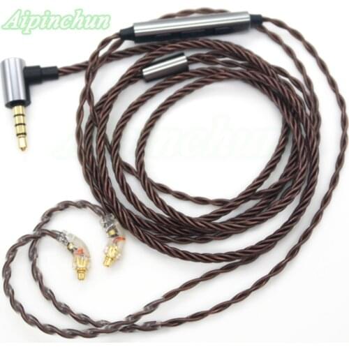 Aipinchun MMCX Headphones Cable with Mic Volume Controller for Shure SE215 SE315 SE425 SE535 SE846 3.5mm L Bending Jack