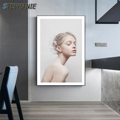 Nordic Style Dandelion Flower Canvas Painting Girl Dream Poster and Pint Sweet Girl Wall Art Picture for Living Room HD Tableaux