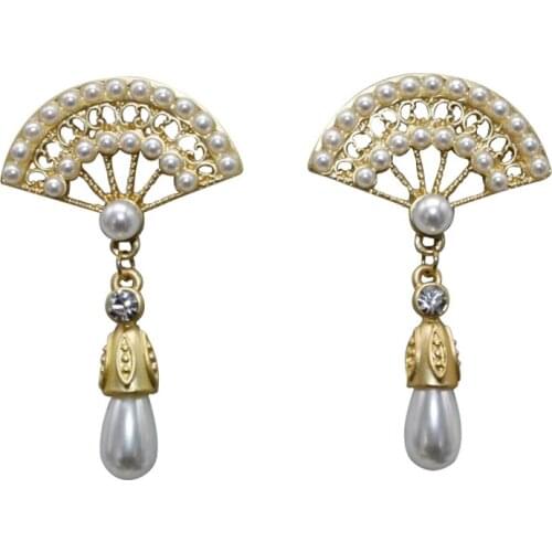 Ydgy classic Fan Earrings retro water drop pearl earrings adorn face super beauty accessories wholesale