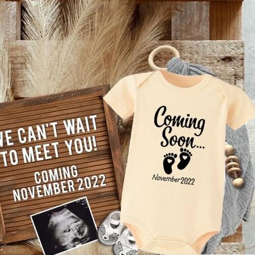 Baby Cotton Romper Baby Announcement Coming Soon 2022 Newborn Baby Bodysuits Boys Girls Romper Body Pregnancy Reveal Clothes