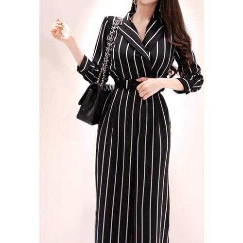 Fashion work style women temperament comfortable high quality jumpsuit new arrival elegant OL casual classical striped jumpsuit