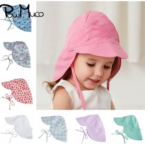 Powmuco Lovely Cartoon Animals Pattern Baby Girls Beach Hats Anti-ultraviolet Infant Caps Breathable Fishermans Bonnet Kid Gift