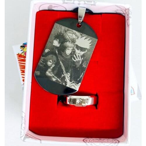 10 Fashion Necklace & Ring Anime Jujutsu Kaisen Itadori Yuji Kugisaki Nobara Gojo Satoru pattern Metal Pendants Keyring gift