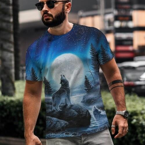 Male Fashion T-shirt Male 2021 Newest 6xl Wolf 3d Print Animal Cool Funny T-shirt Men Short Sleeve Summer Tops T Shirt Tshirt