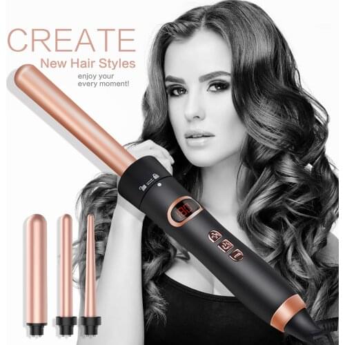 5 in 1 Curling Iron Wand Set Curling Wand with Interchangeable LCD & Temperature Adjustment Ceramic Curling Iron Hair waver