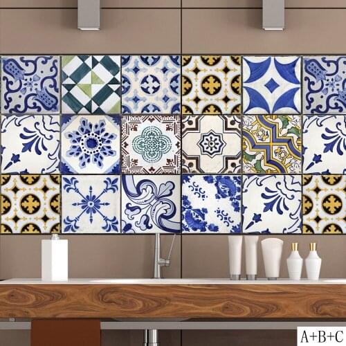 Retro Style Tile Stickers Home Decor Living Room Kitchen Bathroom Decor DIY Self-adhesive Removable Wallpaper Vinyl Mural Decals