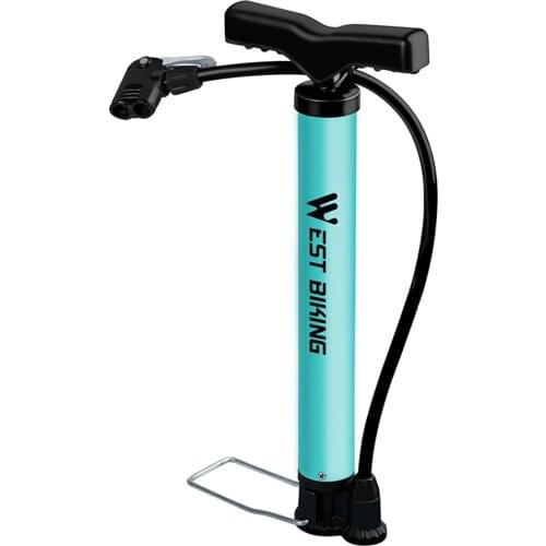 WEST BIKING 120PSI Bike Pump Steel Turquoise Cycling Pump Air Inflator Schrader Presta Valve Road MTB Bike Tire Bicycle Pump