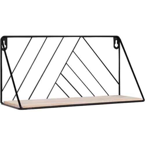 Wall Mounted Wood Iron Shelf Multifunction Simple Wall Clutter Sorting Storage Rack Wall Decor for Living Room Kitchen LBS