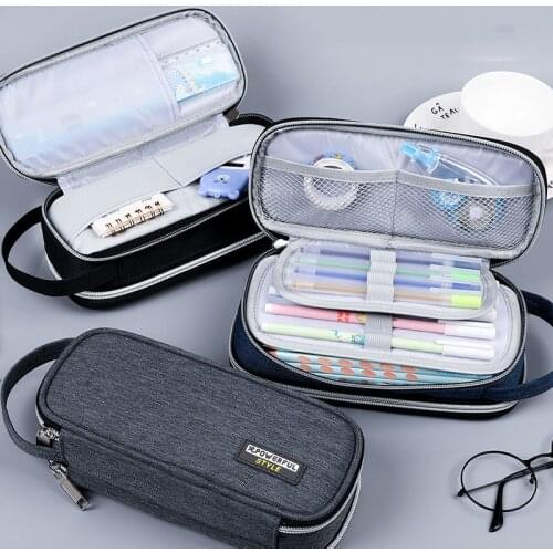 Creative Canvas Large Capacity Exquisite Boy Pencil Case, School Pen Case Supplies Pencil Bag Pencils Pouch Stationery