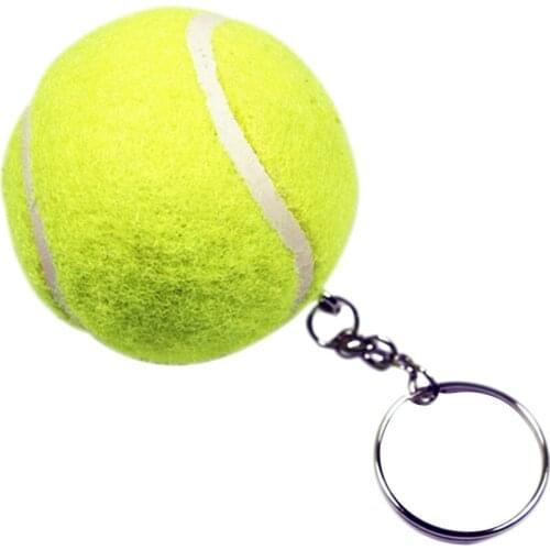 PPYY NEW -Yellow 4 cm diameter elastic foam tennis ball key ring keyring pendant