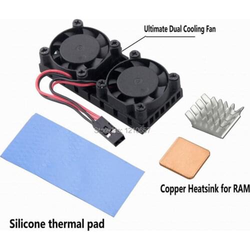1 set Raspberry Pi Heatsinks Double Fan Dual And RAM Copper For Raspberry Pi 3 2 Model B Pi 3 B