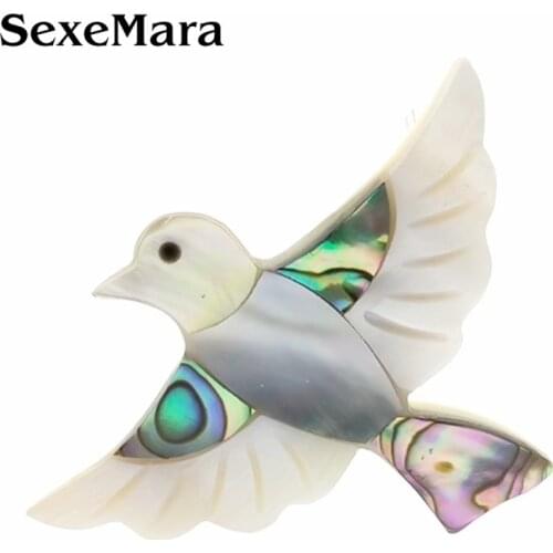 SexeMara Natural Shell Bird Brooches Flying Bid Animal Banquet Animal Pins Lapel Female Clothe Jewelry Party Gift