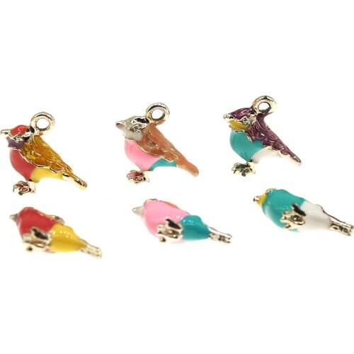 10pcs/lot 5*13*17mm Enamel Three-dimensional Bird Sparrow Charms For Earring Necklace Bracelet DIY Jewelry Making Finding XL1055