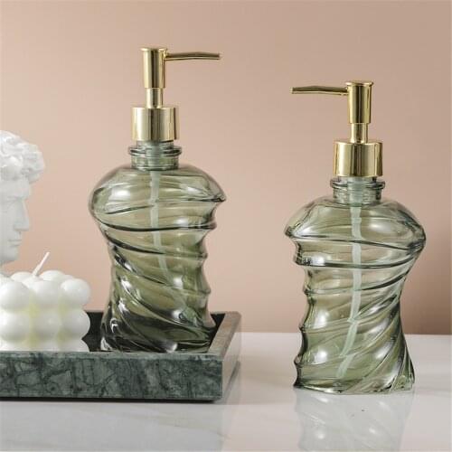 Light Luxury Glass Hand Sanitizer Bottle 390ml Shower Gel Shampoo Empty Sub-bottling Home Hotel Bathroom Soap Dispenser