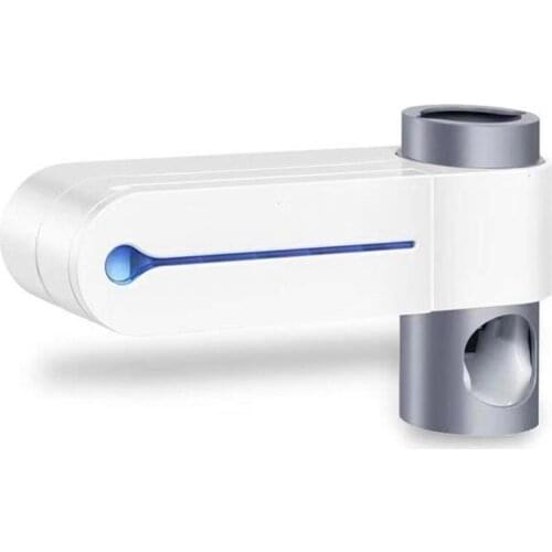UV Toothbrush Holder, Toothpaste Dispenser Wall-Mounted Toothbrush Disinfection Rack Toothbrush Organizer US Plug