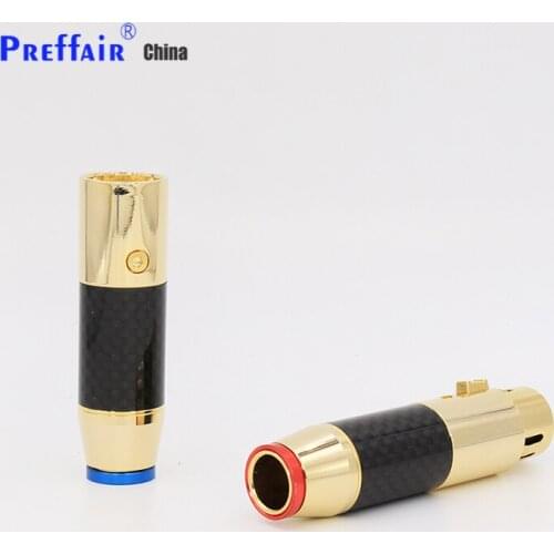 VX004G Gold plated Carbon Fiber Balance Audio Plug XLR Male Female Connector HIFI