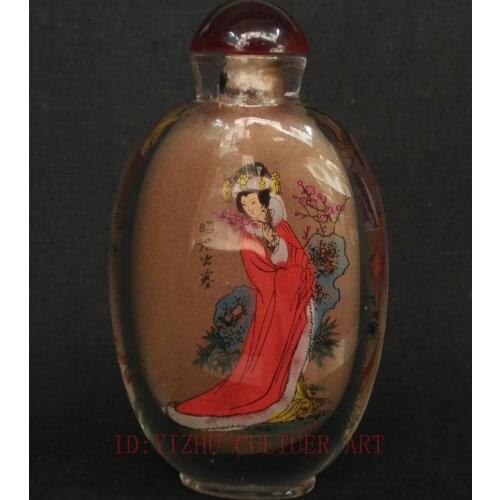 YIZHU CULTUER ART Unique Collection Vintage art China Glaze Interior Hand Drawing Belle Snuff Bottle
