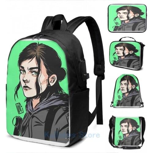 Funny Graphic print Ellie tlou part II USB Charge Backpack men School bags Women bag Travel laptop bag