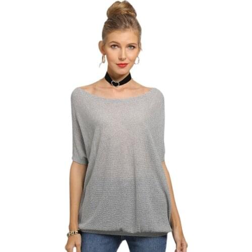 Collar Solid Short Sleeve Womens Simple Pullover Large Size Sweater Top Printed Hot Sell Oversize