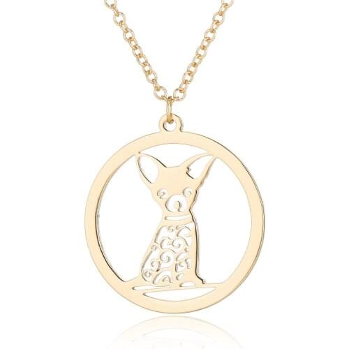 AsJerlya Cartoon Chihuahua Dog Pendant Necklace for Women Jewelry Heartbeat Puppy Animal Choker Necklace Chain Men Collier