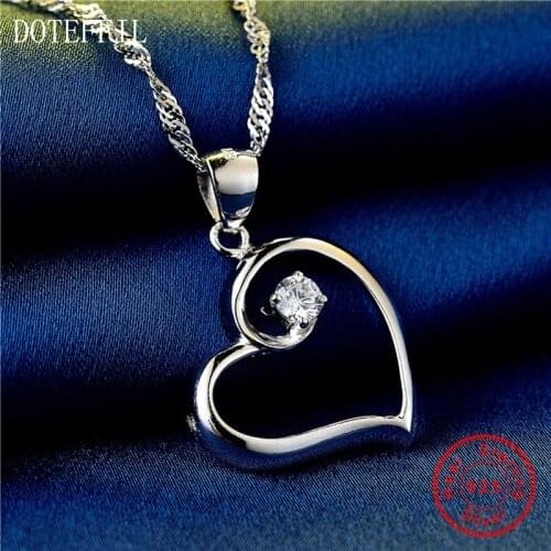 New Arrivals Love Necklace 925 Sterling Silver Women Charm Necklace Heart Fashion Silver AAAA Zircon Pendant Necklace Jewelry