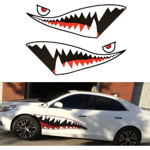150x50cm Car Sticker Shark Mouth Tooth Teeth Reflective Vinyl Refacing Exterior Decal Side Door Car Styling