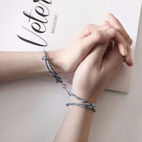2021 Hot Magnet Bracelet Couple Handmade Adjustable Rope Matching Bracelet Infinite Love Pair Bracelet Lucky Bracelet Gift