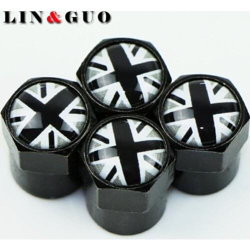 4pcs Carbon black New Style Car Wheel Tire Valve Cap Tyre Dust Cap UK Badge For BMW Mini Cooper 2011 2012 2013 Accessories