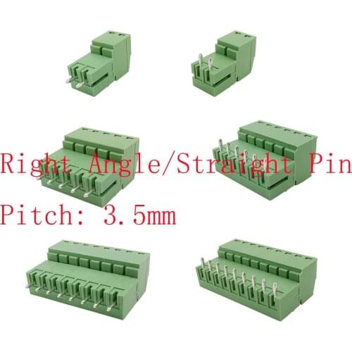 5Pairs Right Angle & Straight Pin 15EDG KF2EDG 3.5 mm PCB Screw Terminals Blocks Plug Socket Connector 2/3/4/5/6/7/8/9/10/12 Pin