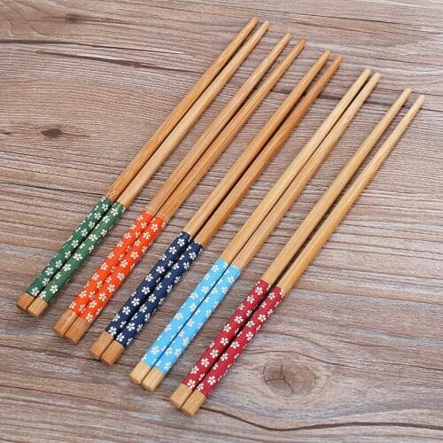 100Pairs Japanese Restaurant Use Bamboo Chopsticks 24cm length Japanese Style Cherry Blossom Chopsticks