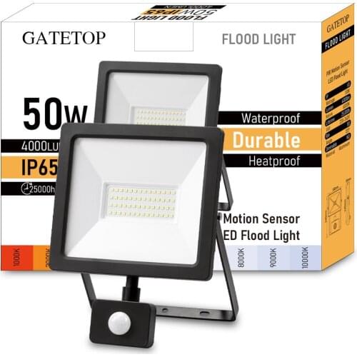 50W LED Motion Sensor Floodlight Induction Style IP65 Cold White Light 6000K Human Body Induction Water Proof Lamp