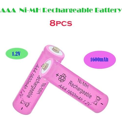 8/10/12pcs 1600mAh AAA Rechargeable Battery Ni-MH Rechargeable Battery Pink High Quality Pre-charged Batteries for Camera Toys