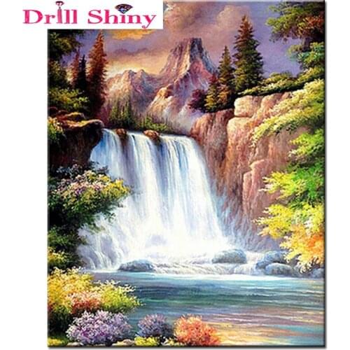 Full Diamond Mosaic Handmade Diamond Embroidery landscape mosaic painting Pattern DIY 5D Diamond Painting Cross Stitch waterfall