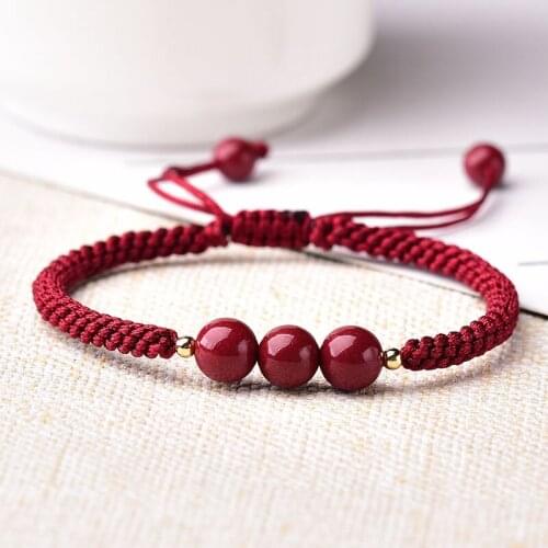 Natural Purple Cinnabar Handmade Tibetan Buddhist Braided Bracelets Knots Lucky Red Rope Bangle For Women Size Adjust DropShip