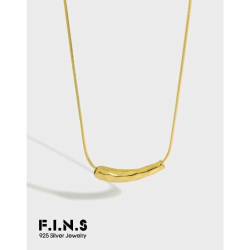 F.I.N.S Minimalist Korea Style Fashion Waterdrop Irregular Tube Snake Chain S925 Sterling Silver Necklace Pendants for Women