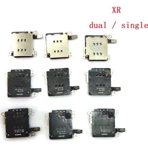 10PCS For iphone XR Dual Single Sim Card Reader Holder Tray Sim Card Socket Slot Flex Cable Replacement