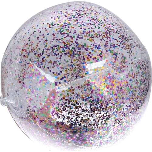 Children Bling Transparent Swimming Ball Toys Round Inflatable Sequins Inside PVC Beach Ball Swimming Pool Floating Toy