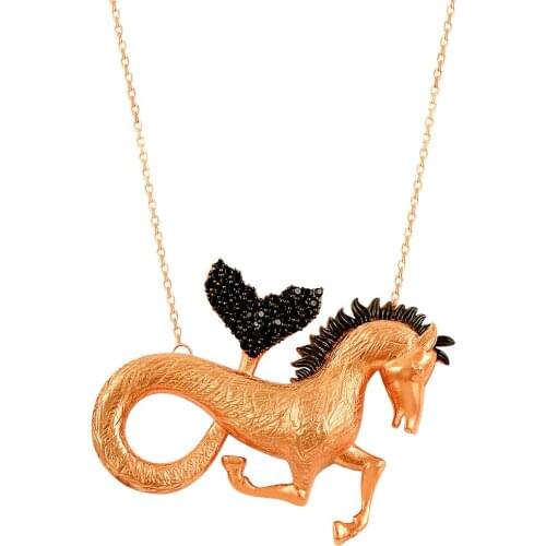 Fantasy Seahorse Necklace Mythological Horse Statement Boho Necklace 925 Sterling Silver Unisex Necklace Legendary Horse