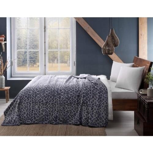 Taç Cotton Single Blanket Leopard Gray